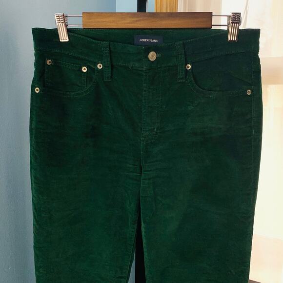 J. Crew 9" High-Rise Toothpick Jean in Green Velvet Size 29 - Picture 3 of 7
